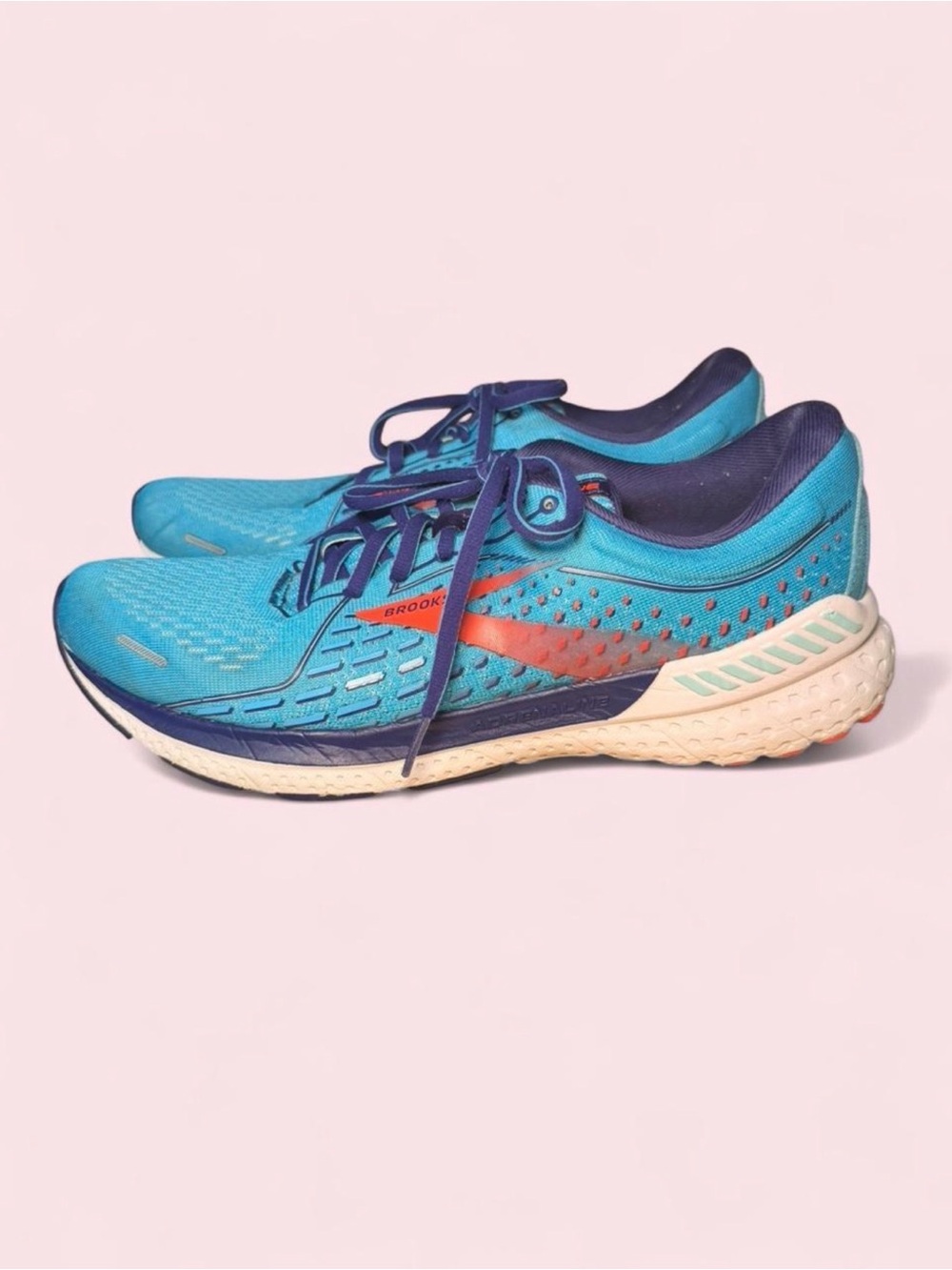 Brooks Adrenaline GTS 21 Womens Running Shoes Sz 11 Blue Pink Stability Sneakers